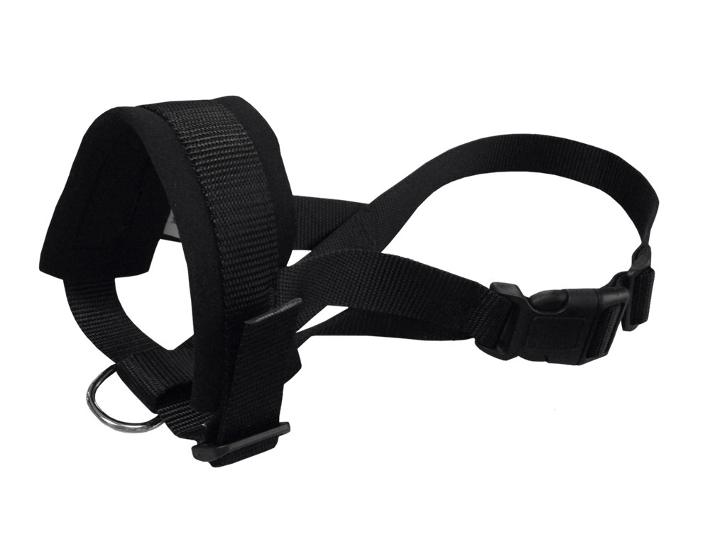 Nylon snuitlus maat L; nek Strap: 16-28 cm; Snout Strap: 18-30 cm zwart