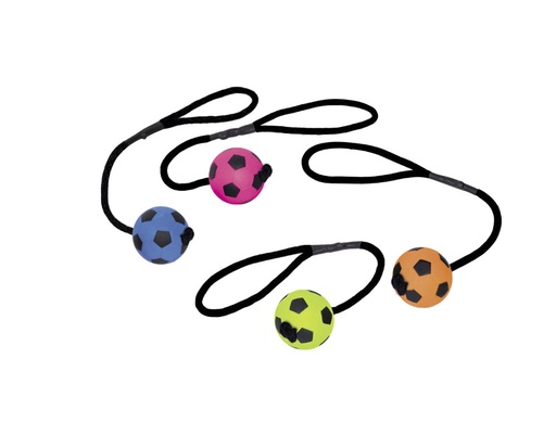 [NB79450] Voetbal van schuimrubber met touw 6,3 cm Mix kleuren