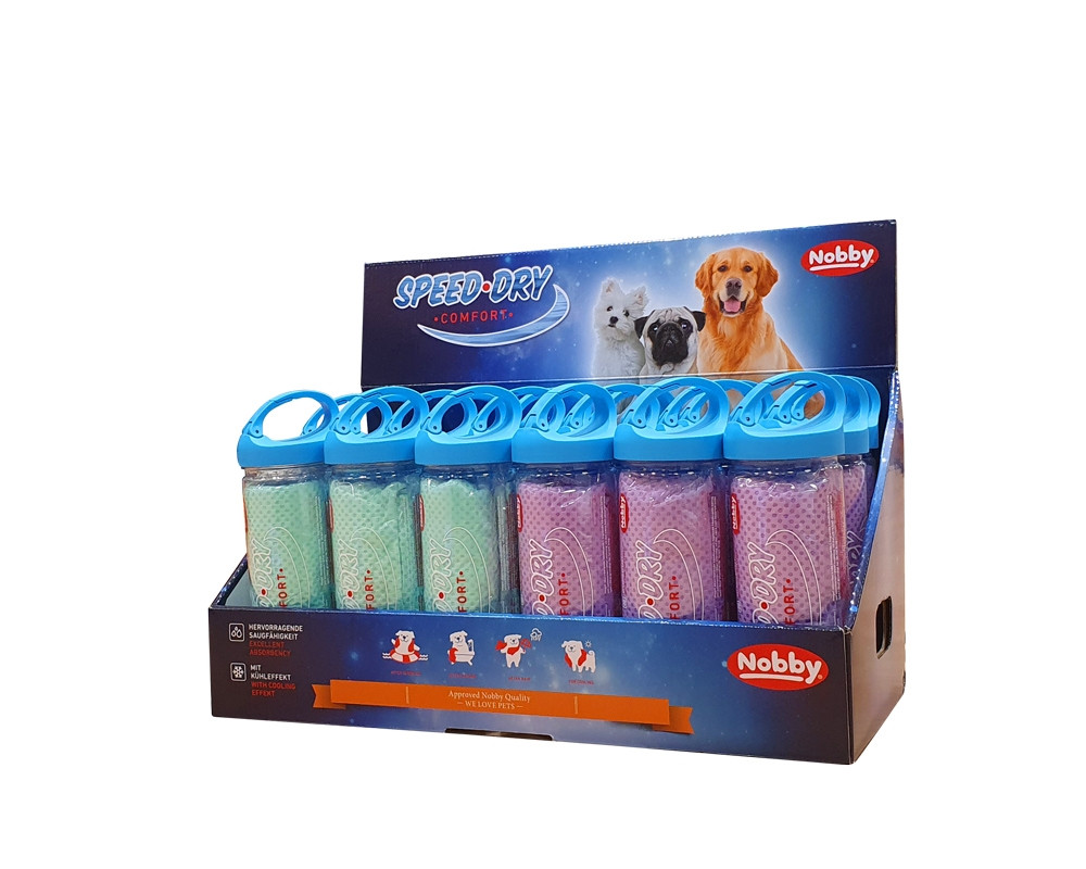 Handdoek "SPEED DRY COMFORT" 66 x 43 cm; Display 18 st. mint, lila
