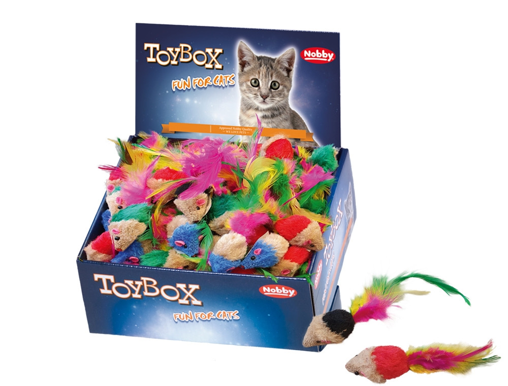 Pluche muis met kort haar 5 cm; display 140 stuks 