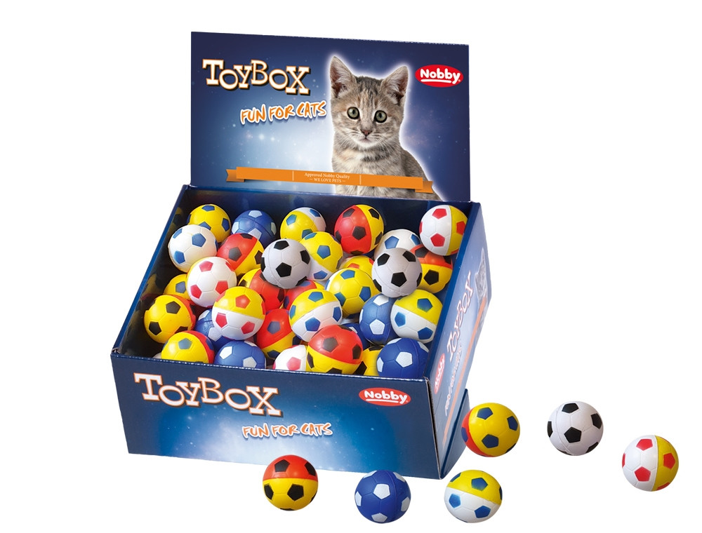 Schuimrubber voetballen display 48 stuks, 4 cm uni and two tone 