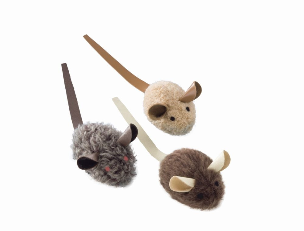 Pluche muis met leren staart