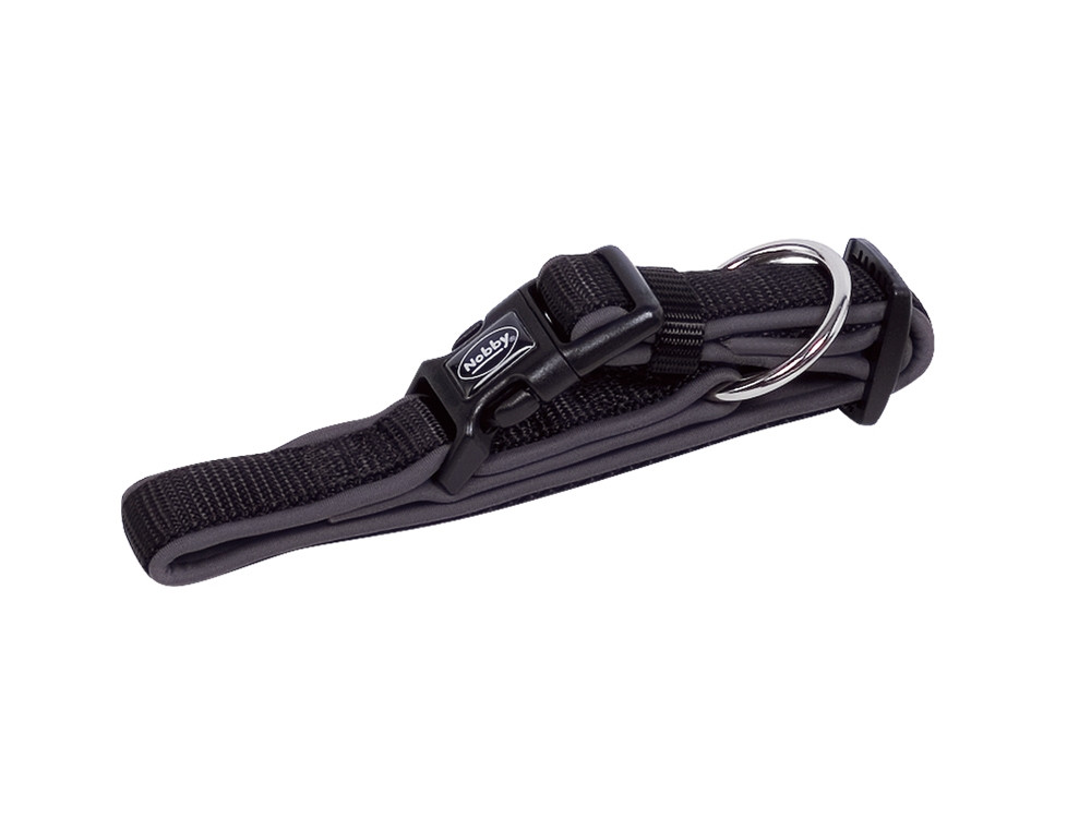 Kraag "Klassieke Preno" L: 40-55 cm; b: 25/35 mm zwart/grijs