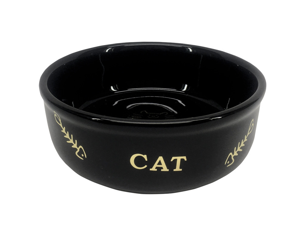 Keramieken kattenbak "Golden Cat"  13,5 x 4,5 cm, 0,25 l zwart
