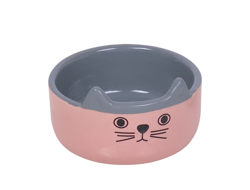 Keramieken kattenbak "Cat Face"  13,0 x 4,0 cm, 0,16 l roze