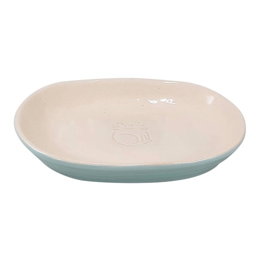 [NB82448] Keramieken kattenbakje "Jada" 16 x 12 x 2,5 cm, 0,10 l mint/cream