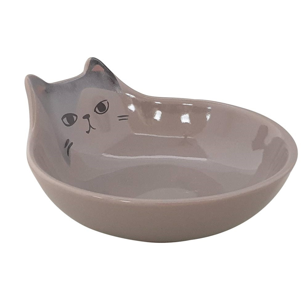 Keramiek kattenbakje "Kato"  12 x 5,5 cm, 0,15 l grijs