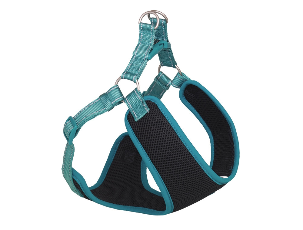 Harnas "Black Mesh Reflect" l: 33-41 cm + 37 cm, b: 10 mm turquoise